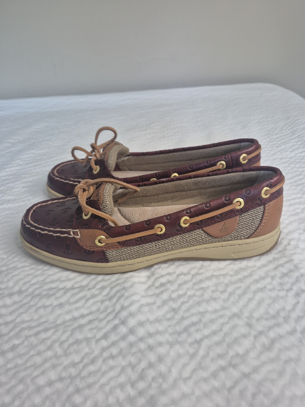 Sperry Two-Tone Brown Leather & Tan Mesh Moccasins - Women - Picture 5 of 11